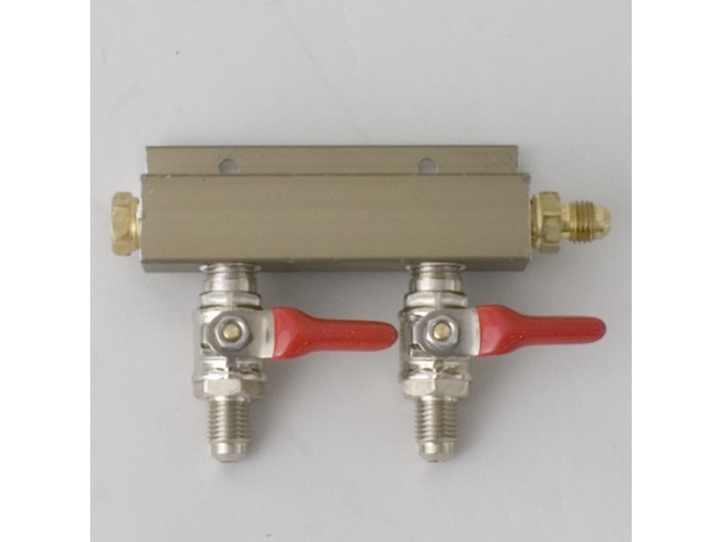 CO2 Distributor 2-Way w/ 1/4" MFL shutoffs