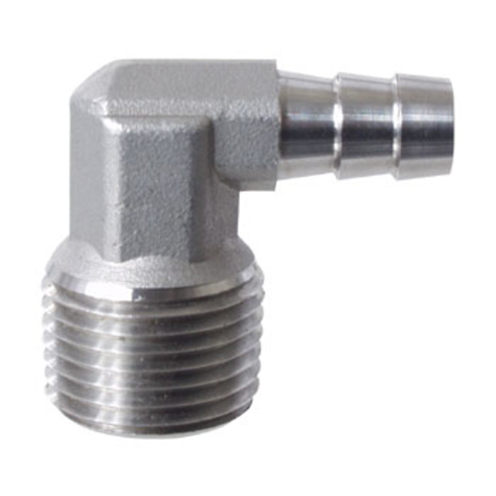 Stainless - 1/2" mpt X 3/8" Barb Elbow
